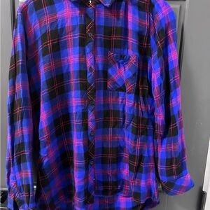 Rail’s Electric Blue and Pink Plaid Flannel Shirt, women’s large, never worn